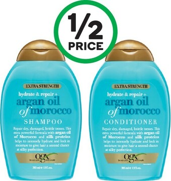 Woolworths OGX Extra Strength Shampoo or Conditioner 385ml offer