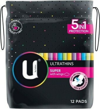 Woolworths U by Kotex Ultrathins Pads Super with Wings Pk 12 offer