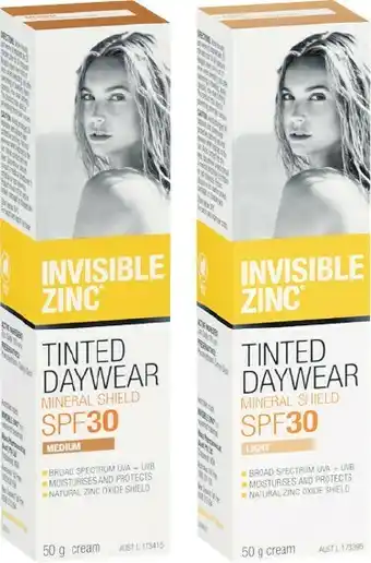 Woolworths Invisible Zinc SPF30 Sunscreen Tinted Daywear Medium 50g¥ offer