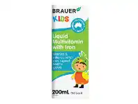 Brauer Kids Liquid Multivitamin with Iron 200ml
