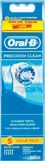 Woolworths Oral-B Precision Clean Toothbrush Replacement Electric Heads Pk 5 offer