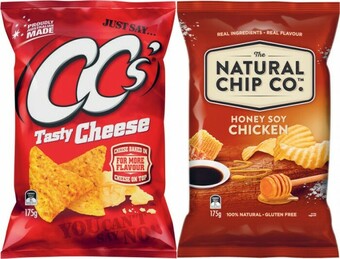 Coles CC’s Corn Chips or The Natural Chip Co. Potato Chips 175g offer