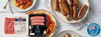 Coles Coles Finest Angus Beef, Garlic & Parsley or Italian Pork Sausages 500g or Coles 4 Star Beef Mince 500g offer
