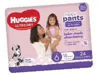 Huggies Ultra Dry Nappy Pants Girls Size 6 Junior 24 Pack