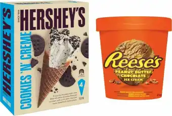 Coles Reese’s or Hershey’s Tub 473mL, Sticks, Cones or Round Sandwich 3 Pack-4 Pack offer