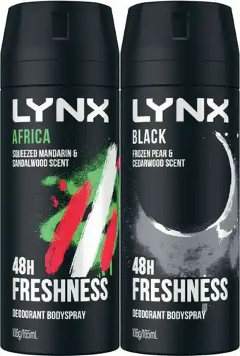 Coles Lynx Body Spray or Antiperspirant 165mL offer