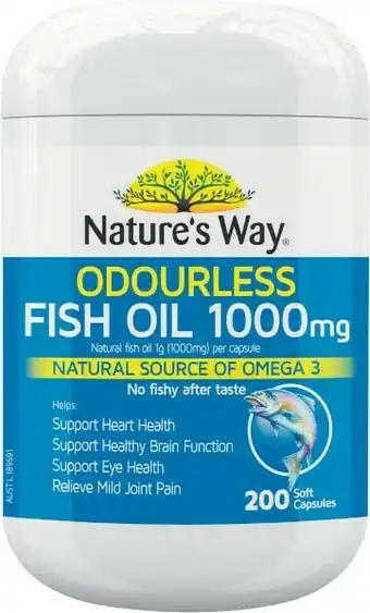 Coles Nature’s Way Odourless Fish Oil 1000mg Capsules 200 Pack offer