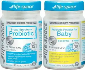 Coles Life-space Broad Spectrum Probiotic 40 Pack or Baby Powder Probiotic 40g offer