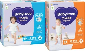 Coles BabyLove Cosifit Jumbo Nappies 54 Pack-72 Pack offer