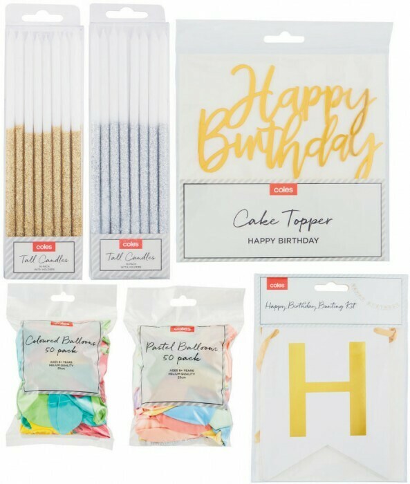 Coles Tall Glitter Candles Gold or Silver 16 Pack, Tutti Frutti or