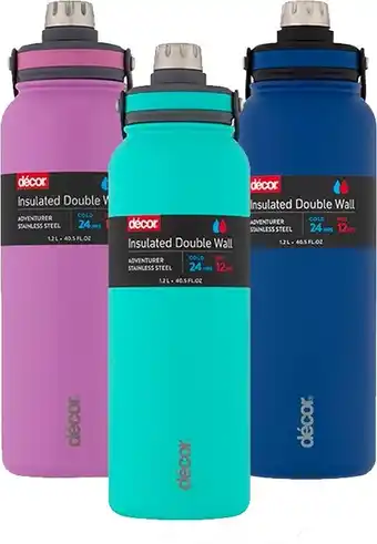 BIG W Décor Assorted Adventurer Double Wall Stainless Steel Drink Bottles 1.2-Litre offer