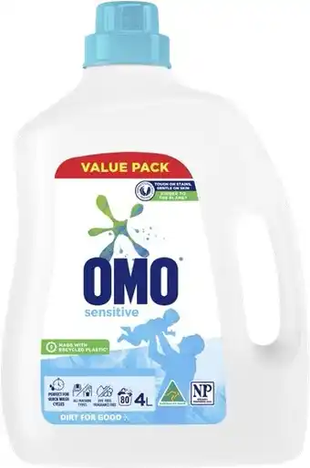 BIG W Omo Laundry Liquid 4-Litre - Sensitive offer