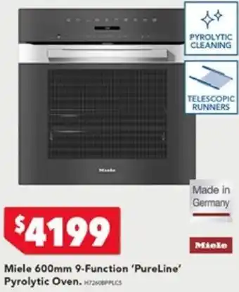 Harvey Norman Miele 600mm 9-Function 'PureLine' Pyrolytic Oven offer
