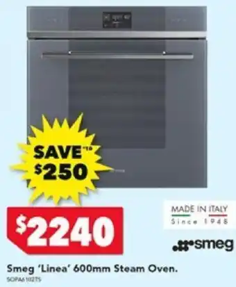 Harvey Norman Smeg 'Linea' 600mm Steam Oven offer