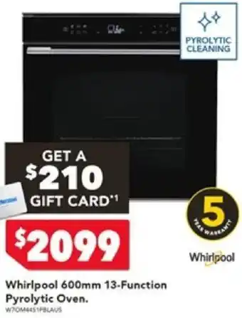 Harvey Norman Whirlpool 600mm 13-Function Pyrolytic Oven offer
