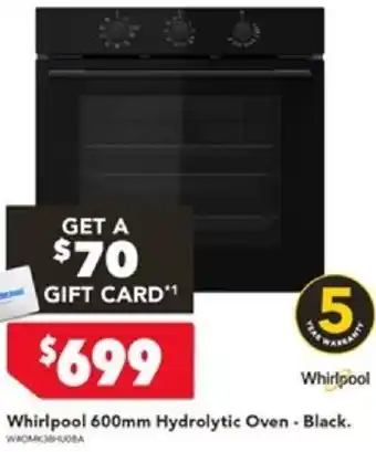 Harvey Norman Whirlpool 600mm Hydrolytic Oven - Black offer