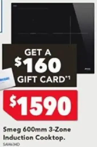 Harvey Norman Smeg 600mm 3-Zone Induction Cooktop offer