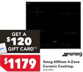 Harvey Norman Smeg 600mm 4-Zone Ceramic Cooktop offer