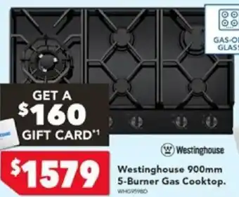 Harvey Norman Westinghouse 900mm 5-Burner Gas Cooktop offer