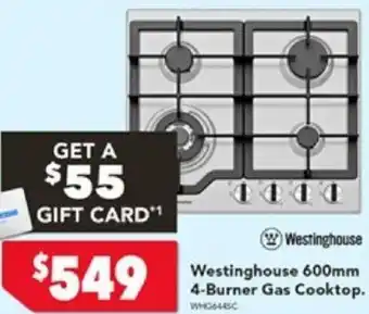 Harvey Norman Westinghouse 600mm 4-Burner Gas Cooktop offer