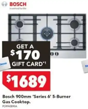 Harvey Norman Bosch 900mm 'Series 6' 5-Burner Gas Cooktop offer