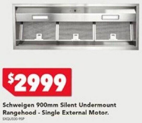 Schweigen 900mm Silent Undermount Rangehood - Single External Motor ...