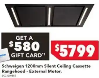 Schweigen 1200mm Silent Ceiling Cassette Rangehood - External Motor