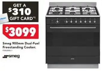 Harvey Norman Smeg 900mm Dual-Fuel Freestanding Cooker offer