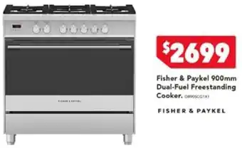 Harvey Norman Fisher & Paykel 900mm Dual-Fuel Freestanding Cooker offer