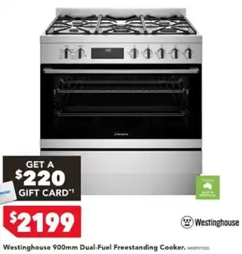 Harvey Norman Westinghouse 900mm Dual-Fuel Freestanding Cooker offer