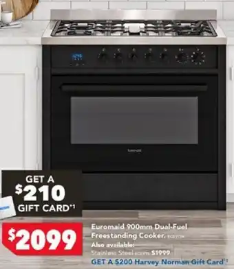 Harvey Norman Euromaid 900mm Dual-Fuel -Freestanding Cooker offer