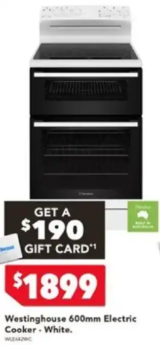 Harvey Norman Westinghouse 600mm Electric Cooker - White offer