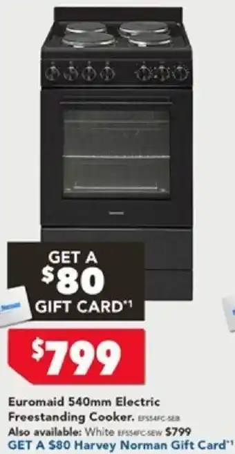 Harvey Norman Euromaid 540mm Electric Freestanding Cooker offer