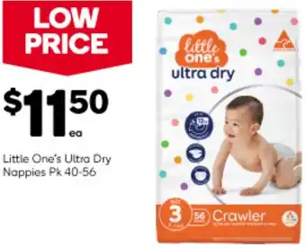 Woolworths Little One's Ultra Dry Nappies Pk 40-56 offer