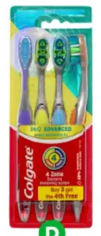 Woolworths Colgate 360 Advanced Toothbrush Pk 4 offer