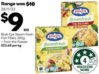 Woolworths Birds Eye Steam Fresh Fish Fillets 380g offer