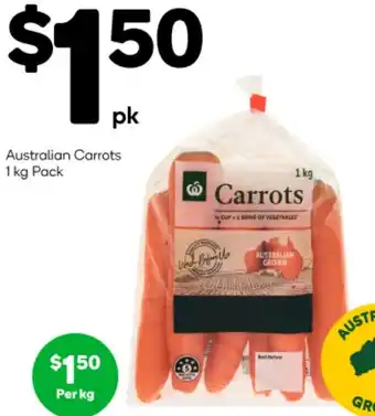 Woolworths Australian Carrots 1 kg Pack offer