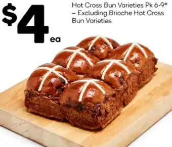 Woolworths Hot Cross Bun Varieties Pk 6-9 offer