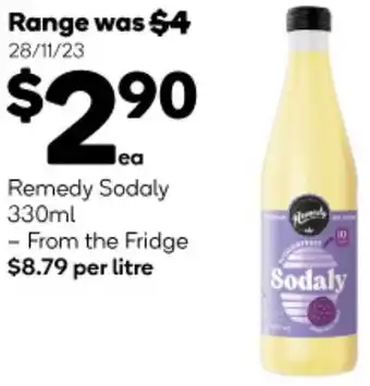 Woolworths Remedy Sodaly 330ml offer