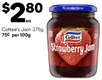 Woolworths Cottee's Jam 375g offer