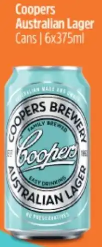 Coopers Australian Lager Cans 6x375ml