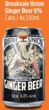 Woolworths Brookvale Union Ginger Beer 6% Cans 4x330ml offer