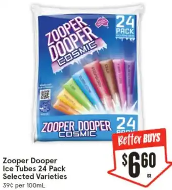 IGA Zooper Dooper Ice Tubes 24 Pack offer