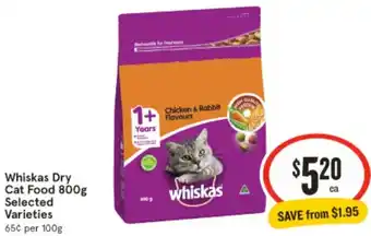 IGA Whiskas Dry Cat Food 800g offer