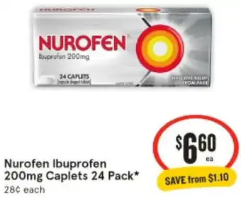IGA Nurofen Ibuprofen 200mg Caplets 24 Pack offer