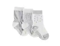 Baby Bunting 4BABY Stay On Sock with Non Slip Sole Grey Marle 3 Pack 1-2 GRM offer