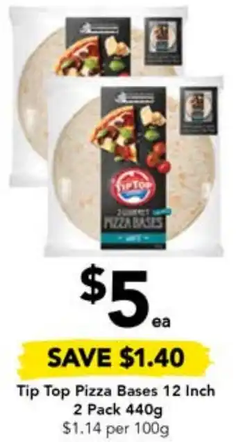 Drakes Tip Top Pizza Bases 12 Inch 2 Pack 440g offer