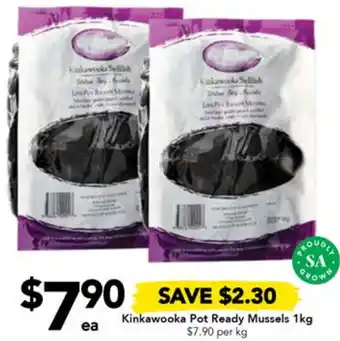 Drakes Kinkawooka Pot Ready Mussels 1kg offer