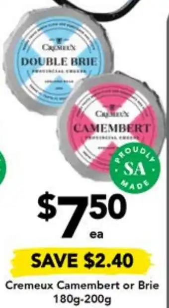 Drakes Cremeux Camembert or Brie 180g-200g offer