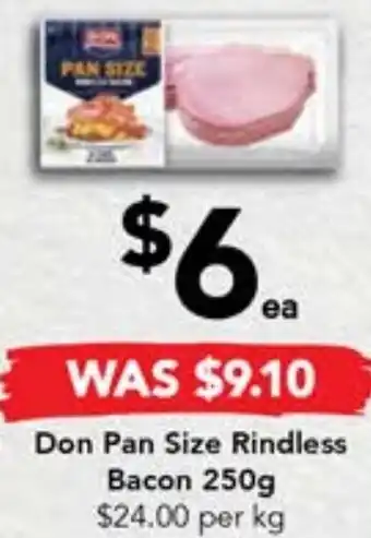 Drakes Don Pan Size Rindless Bacon 250g offer